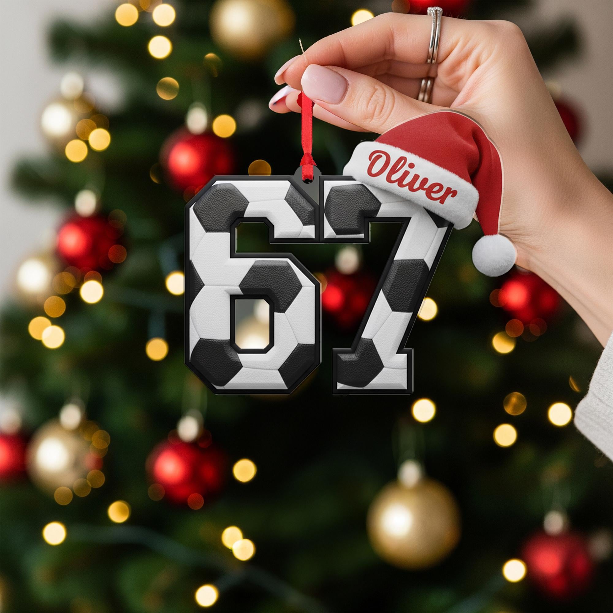 Personalized Gen Alpha Slang Soccer 67 Ornament: Custom Six Seven Name, Acrylic Player Gift image 2