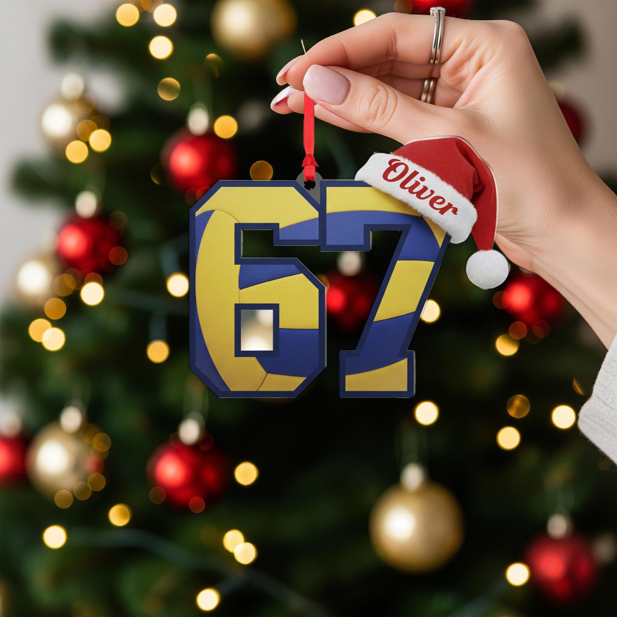 Personalized Gen Alpha Slang Volleyball 67 Ornament: Custom Six Seven Name, Acrylic Player Gift image 2