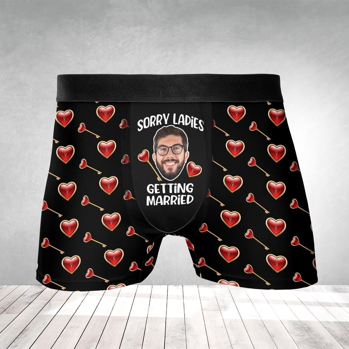 Personalized Boxer Briefs: Groom Underwear Apparel, Custom Face Wedding Gift image 1