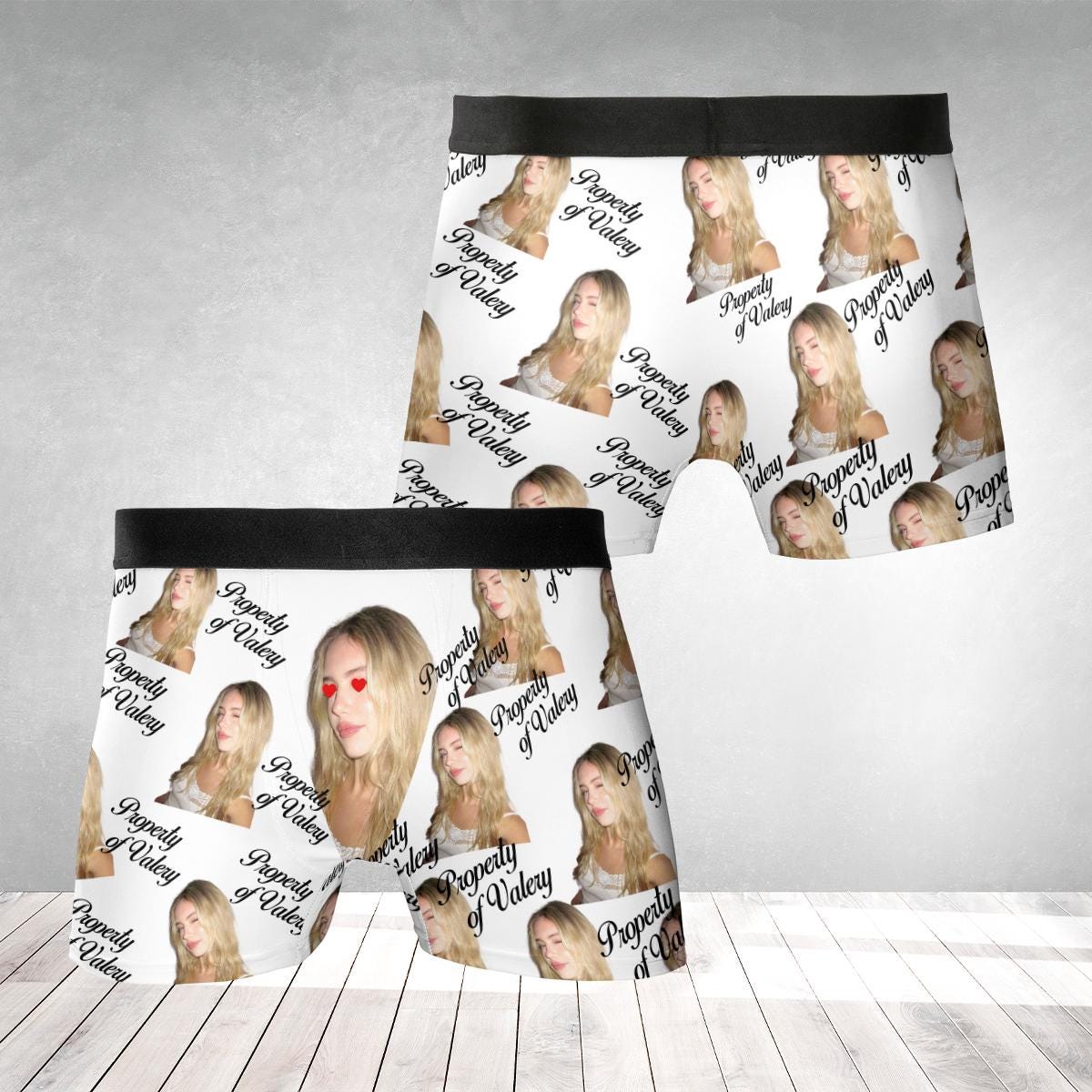 Personalized Boxer Briefs: Custom Photo Underwear, Property of Wife Husband Gift image 1