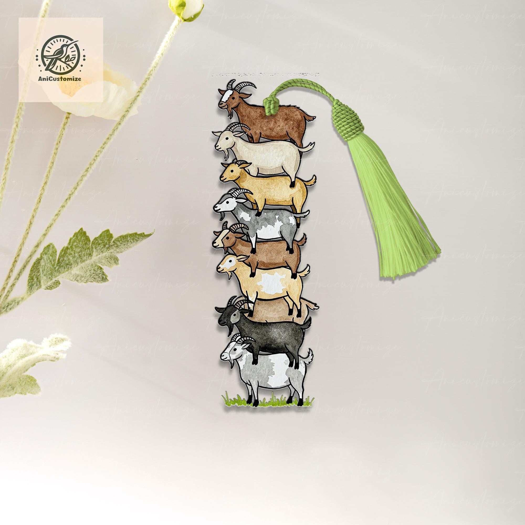 Goats Stack Bookmark: Acrylic Bookish Gift with Tassel image 1