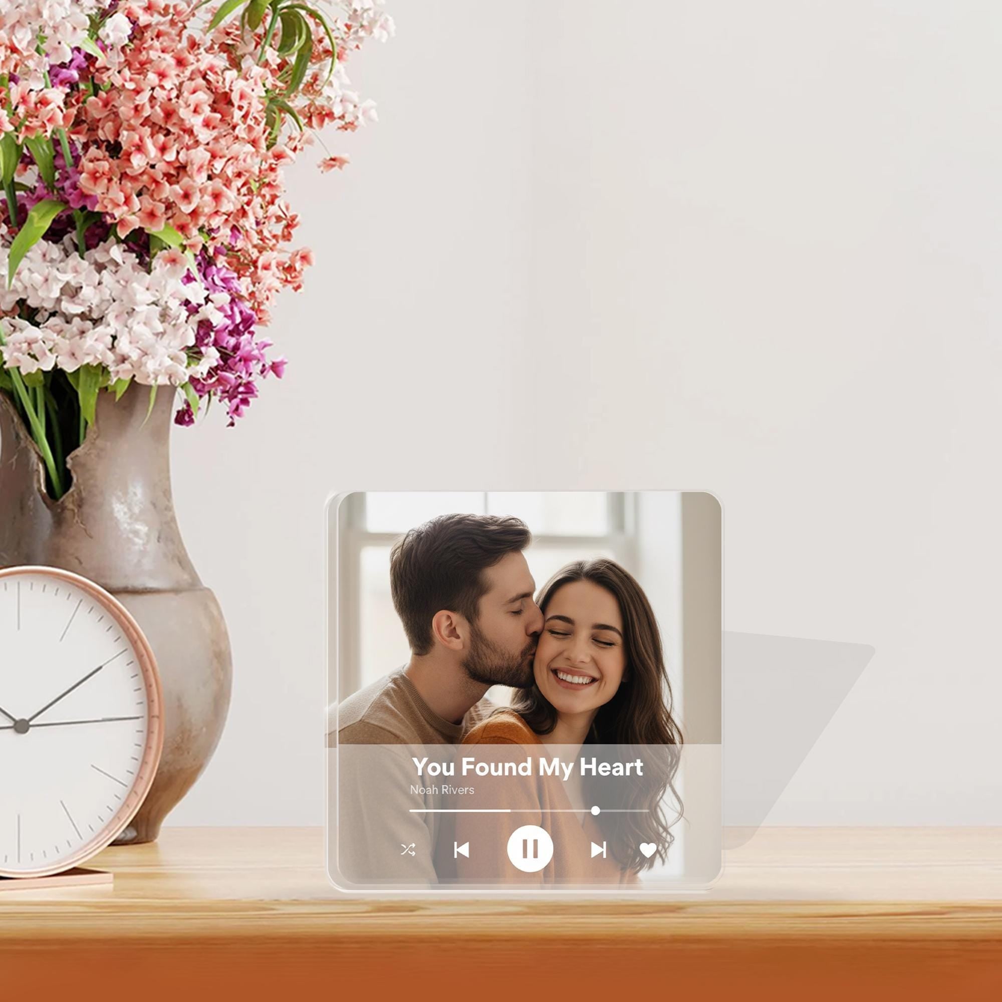 Custom Photo Music Acrylic Block, Personalized Song Plaque with Track Name image 1