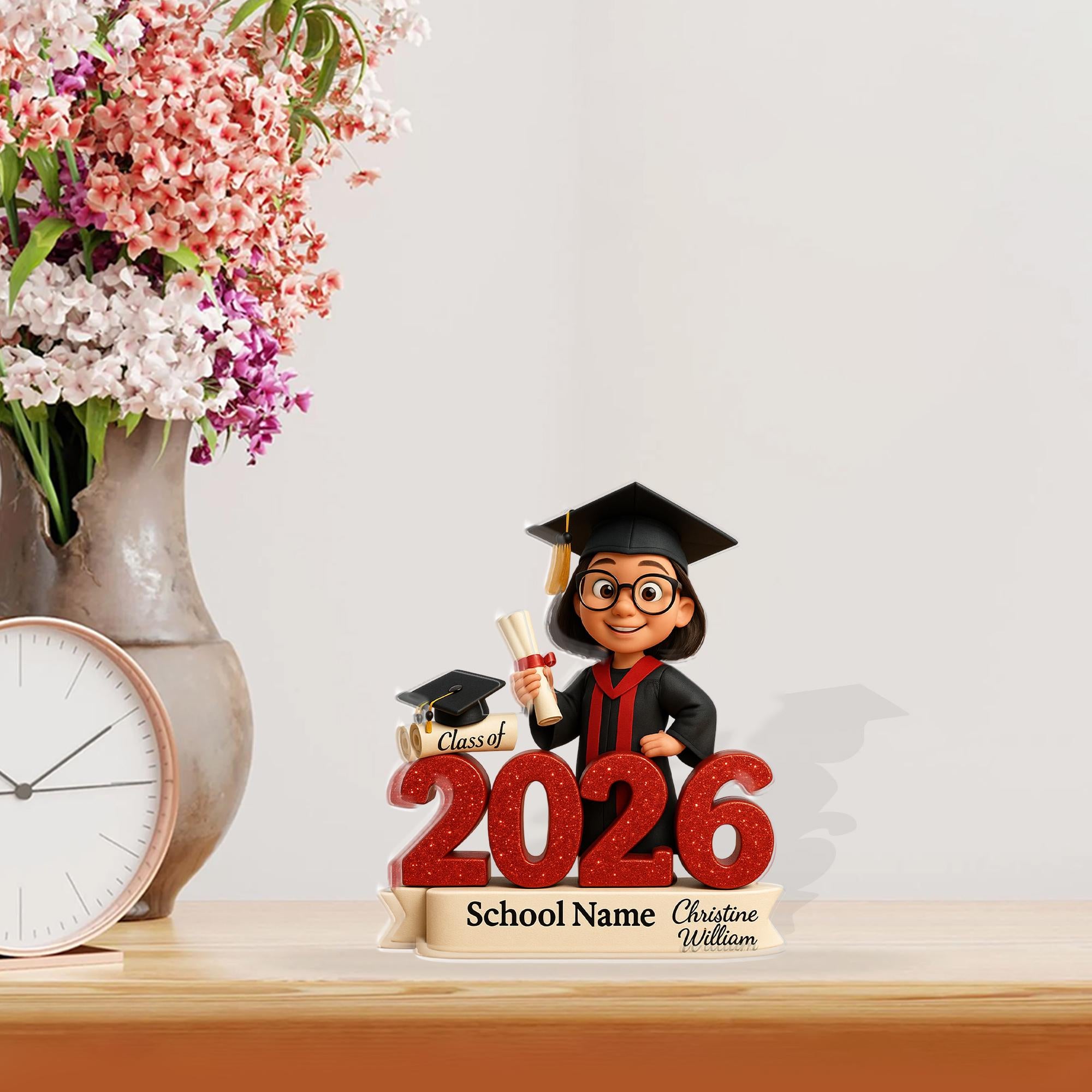 Graduation Acrylic Block, Class of 2026 Plaque with Personalized School Name and Student Name image 2