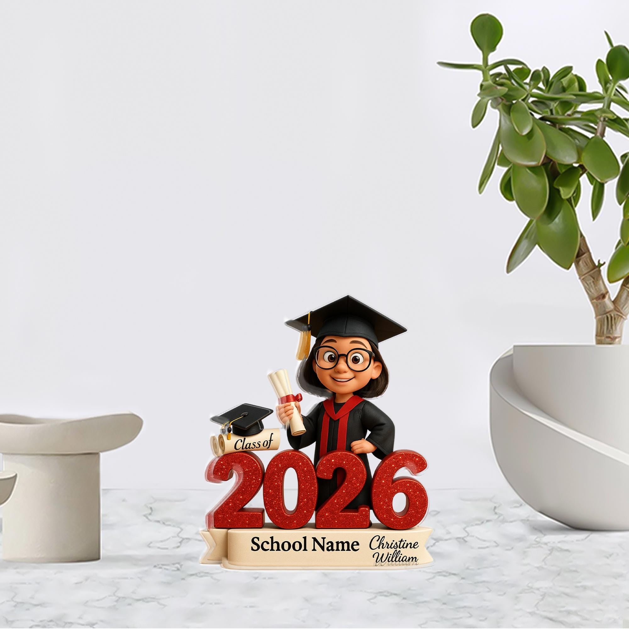 Graduation Acrylic Block, Class of 2026 Plaque with Personalized School Name and Student Name image 1