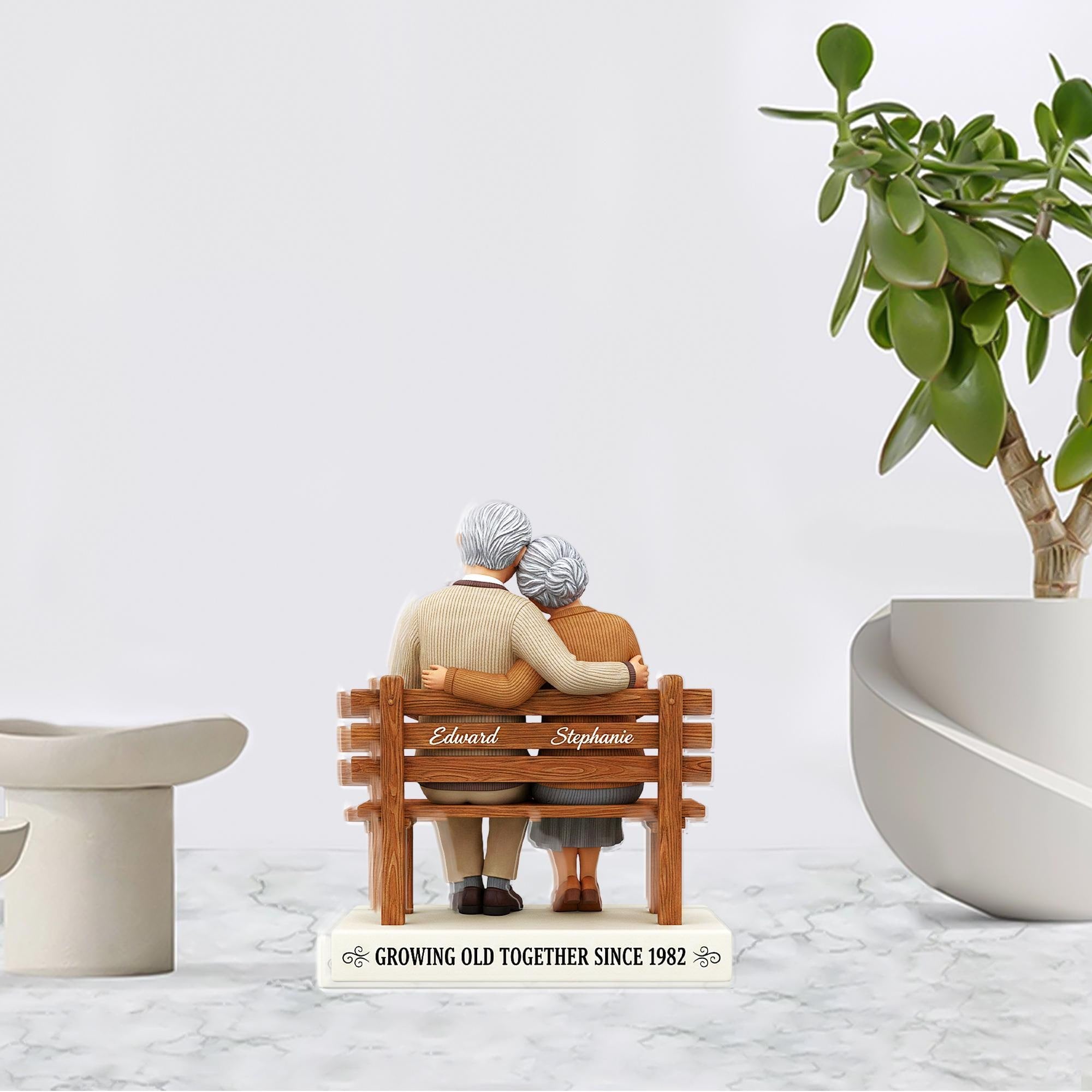 Personalized Couple Acrylic Block, Bench Figurine with Names and Year image 2