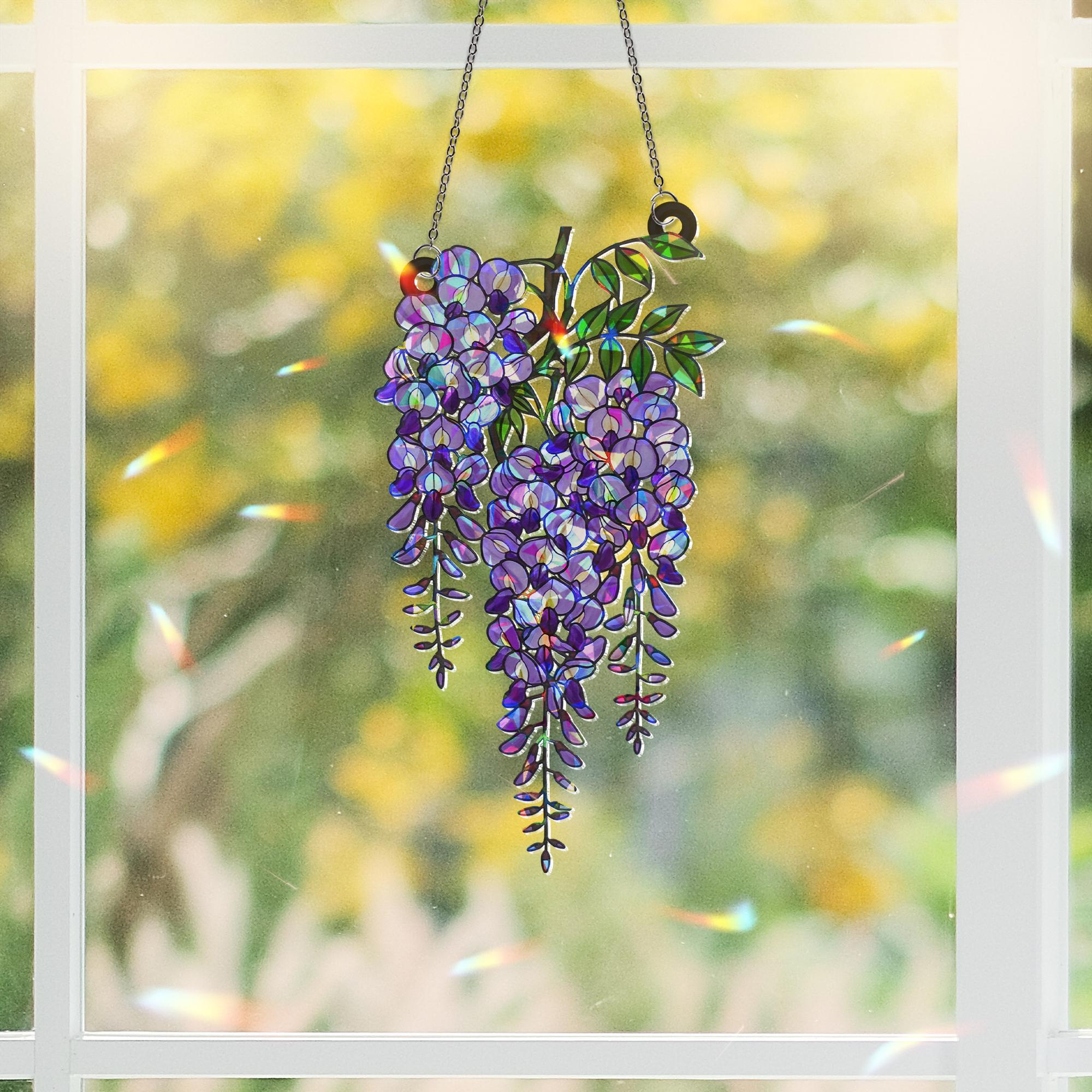 Wisteria Holographic Suncatcher | Purple Acrylic Window Hanging Decor image 8