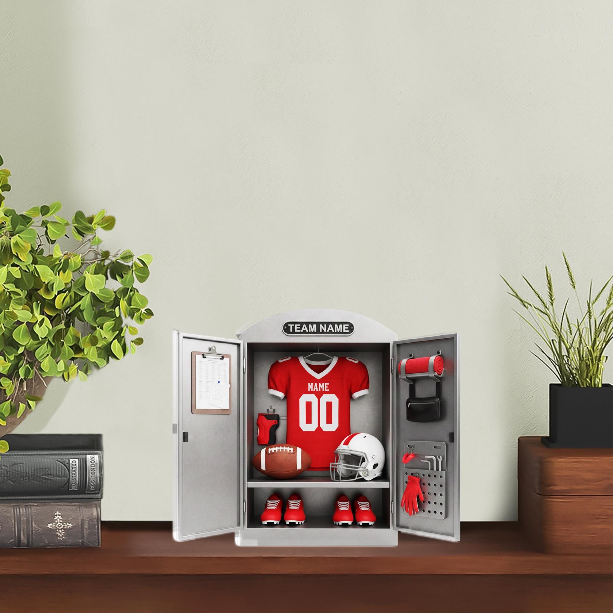 Personalized Football Locker Acrylic Block, Custom Jersey Name Number Plaque, Team Display Decor image 1