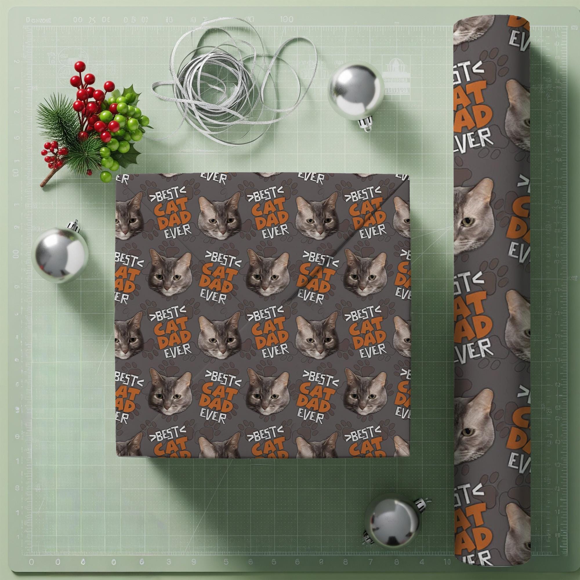 Custom Pet Photo Wrapping Paper: Personalized Cat Portrait Gift Wrap image 1