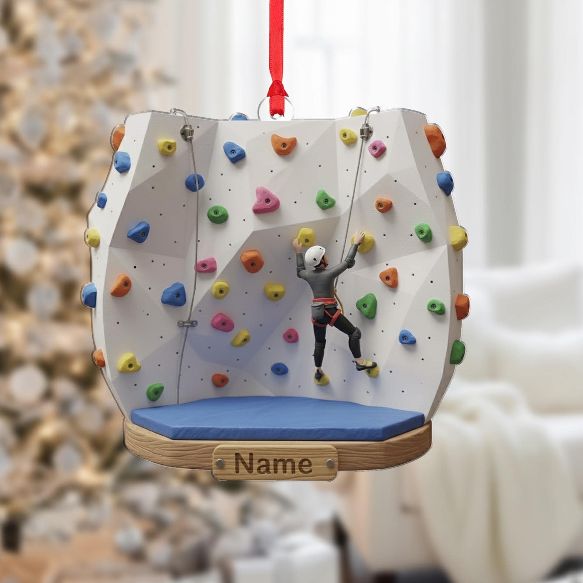 Personalized Rock Climbing Ornament – Indoor Wall Climber Christmas Gift for Athletes & Adventure Lovers image 2