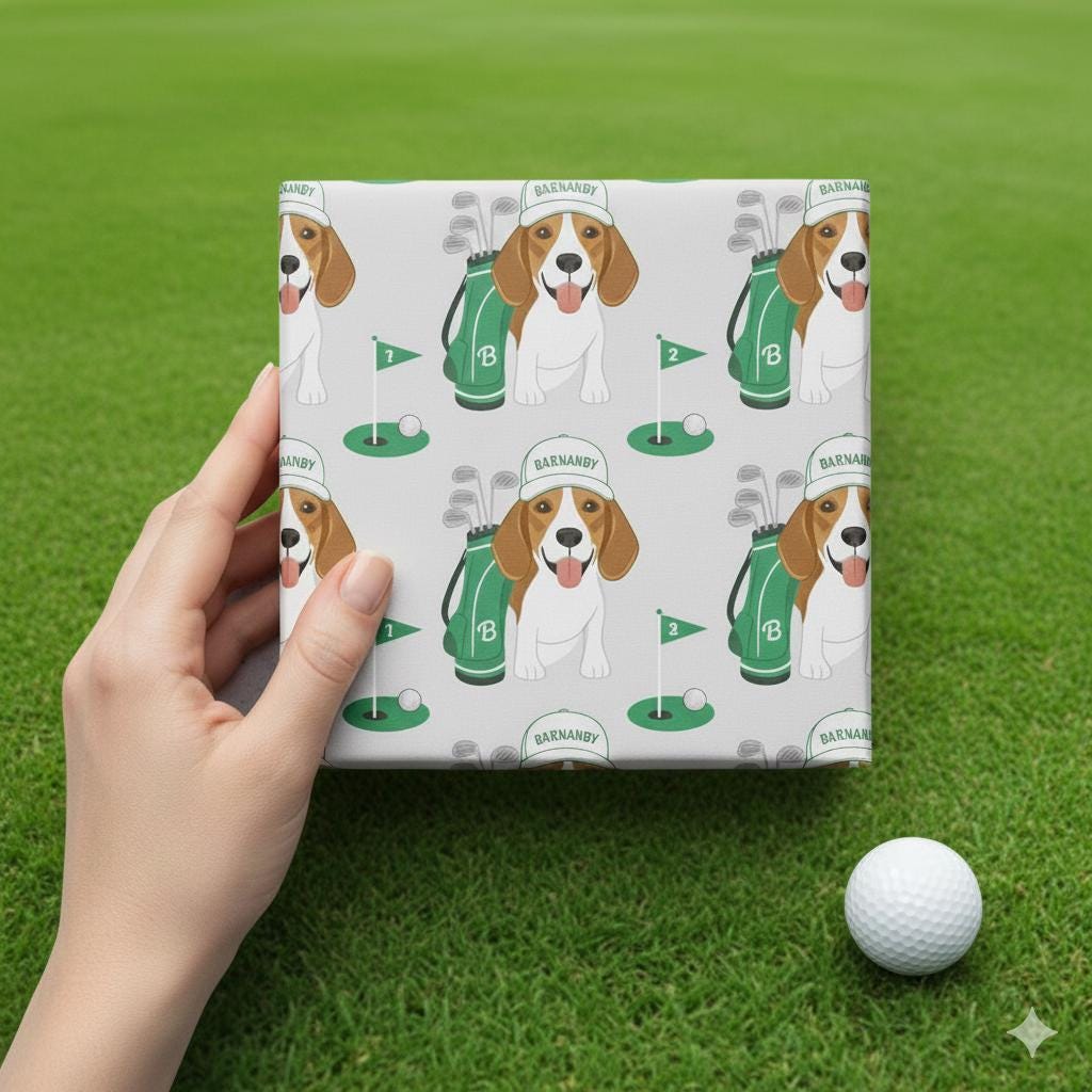 Custom Pet Golf Wrapping Paper: Personalized Pet Gift Wrap Sheet image 2