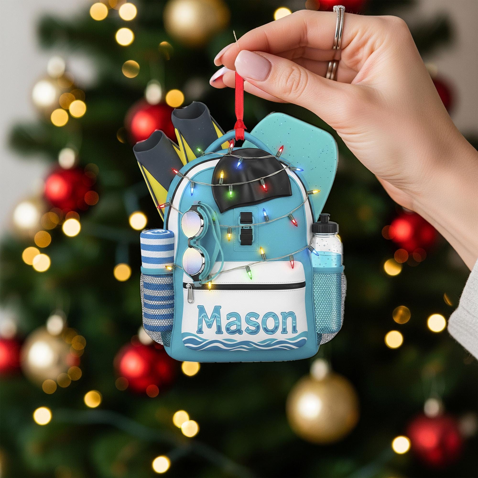 2D flat Personalized Acrylic Swim Ornament – Name Beach Decor image 1