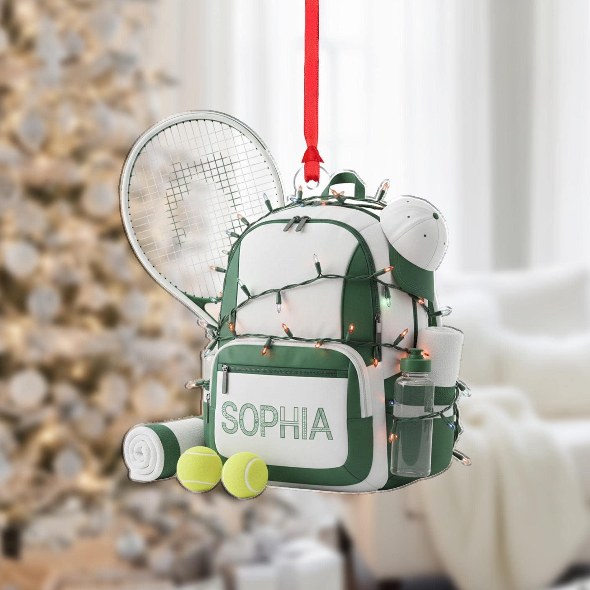 2D flat Custom Tennis Bag Ornament – Name Sports Décor image 2