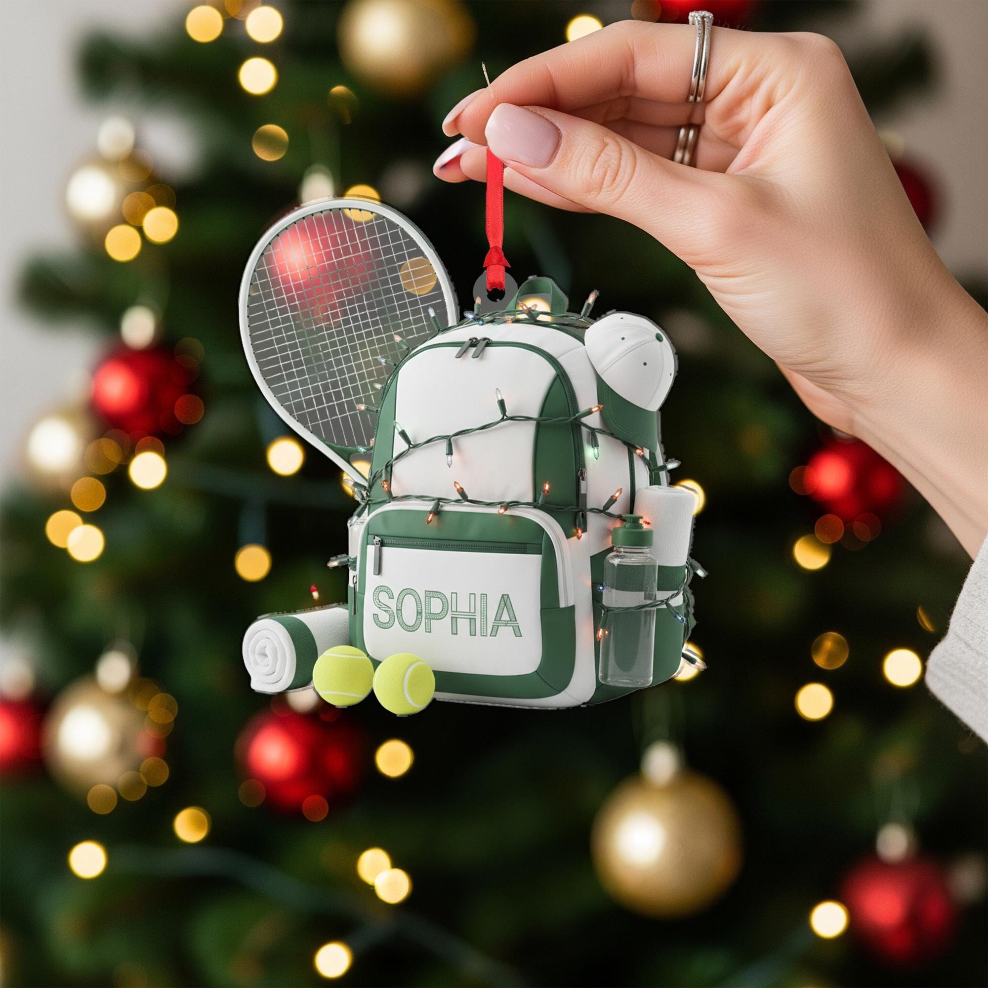 2D flat Custom Tennis Bag Ornament – Name Sports Décor image 1