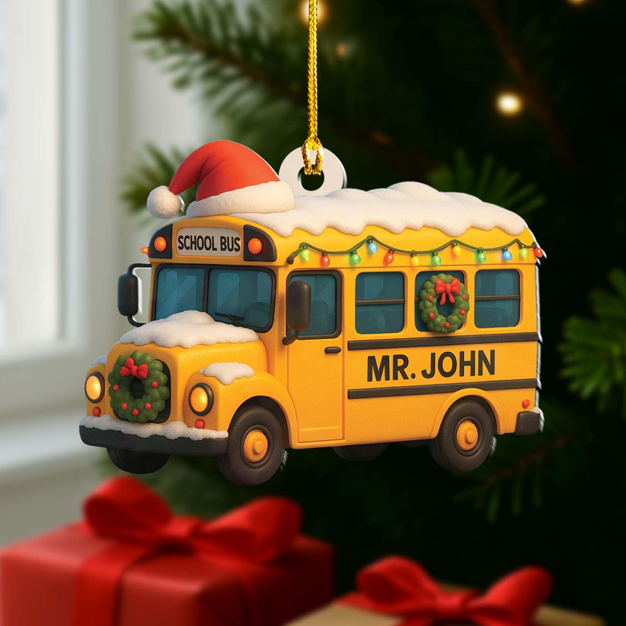 Personalized Flat 2D School Bus Ornament: Custom Teacher, Driver Appreciation Gift image 2