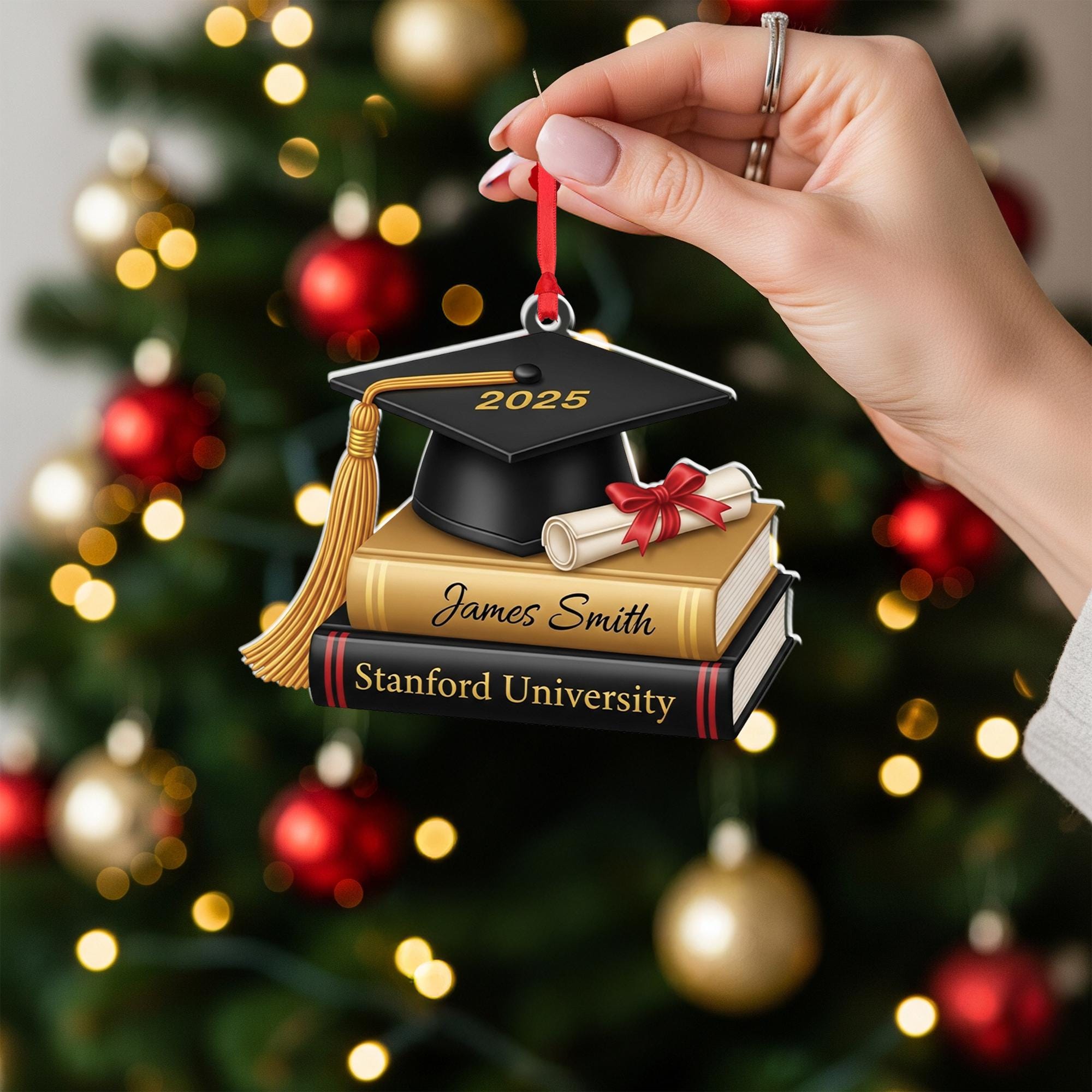 Graduation 2D Flat Ornament 2025 – Cap, Diploma & Books Keepsake image 3