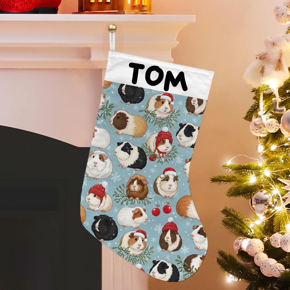 Personalized Guinea Pig Christmas Stocking Custom Name Pet Holiday Decor Fireplace Hanging image 1