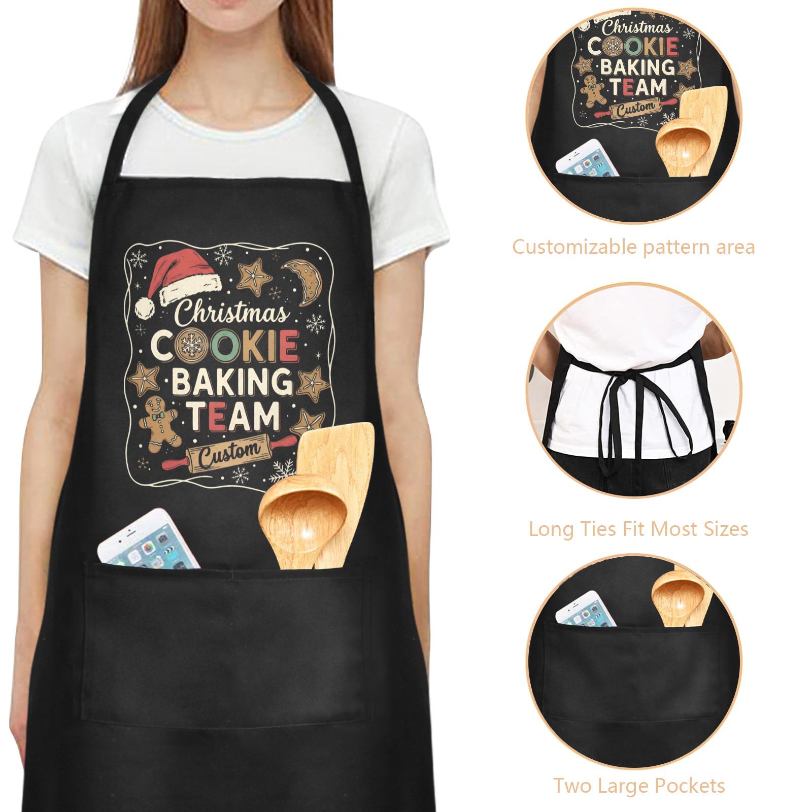 Cotton Apron: Christmas Baking Kitchen Wear, Personalized Cookie Team Apparel image 2