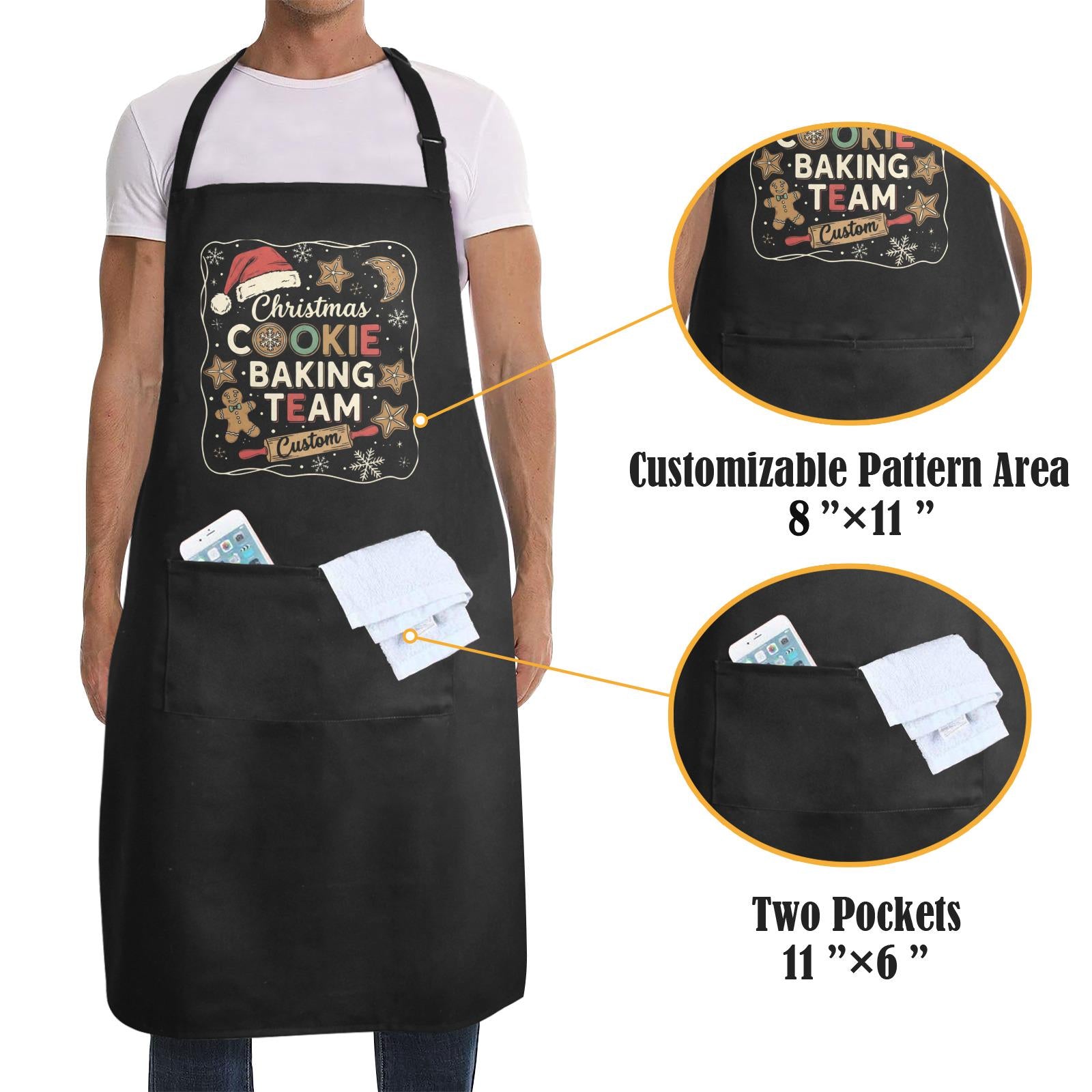 Cotton Apron: Christmas Baking Kitchen Wear, Personalized Cookie Team Apparel image 9