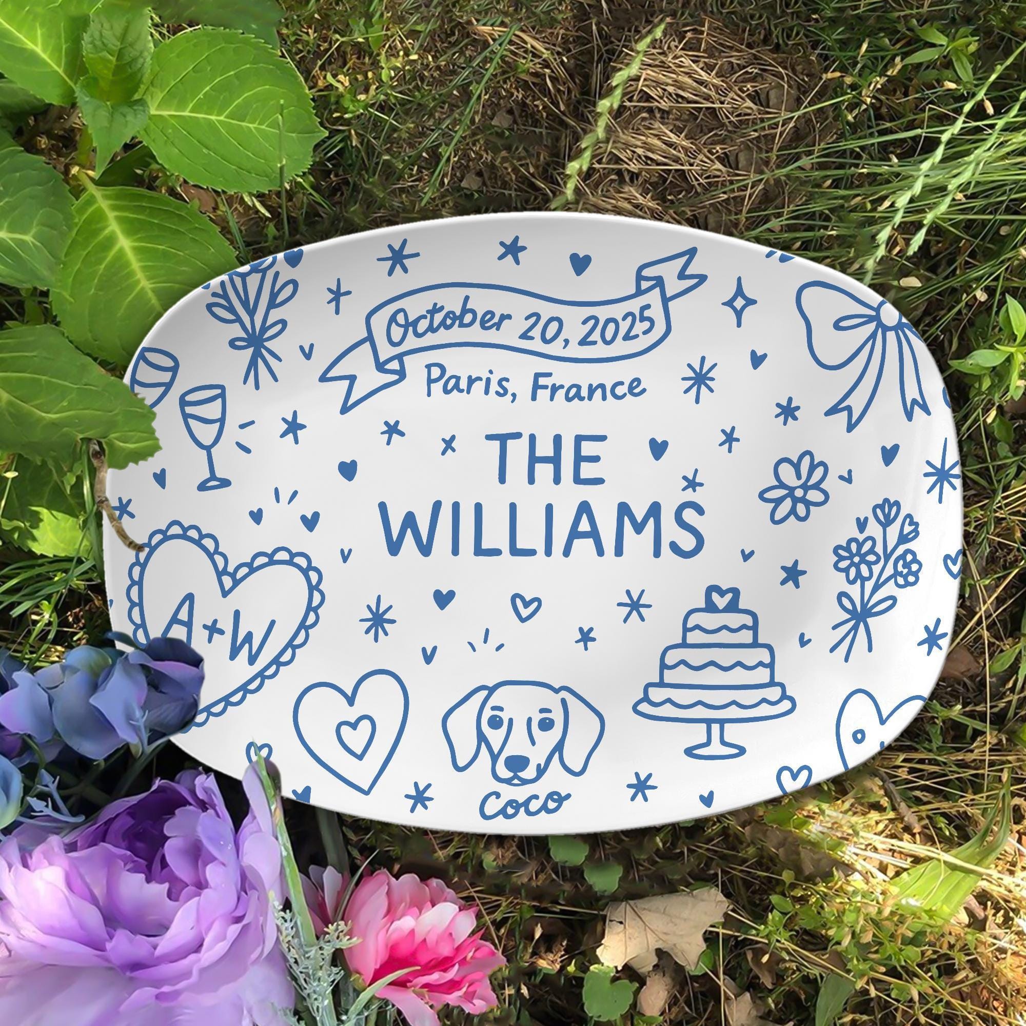 Personalized Wedding Platter: Custom Bridal Gift, Names & Date - DECOR only image 1