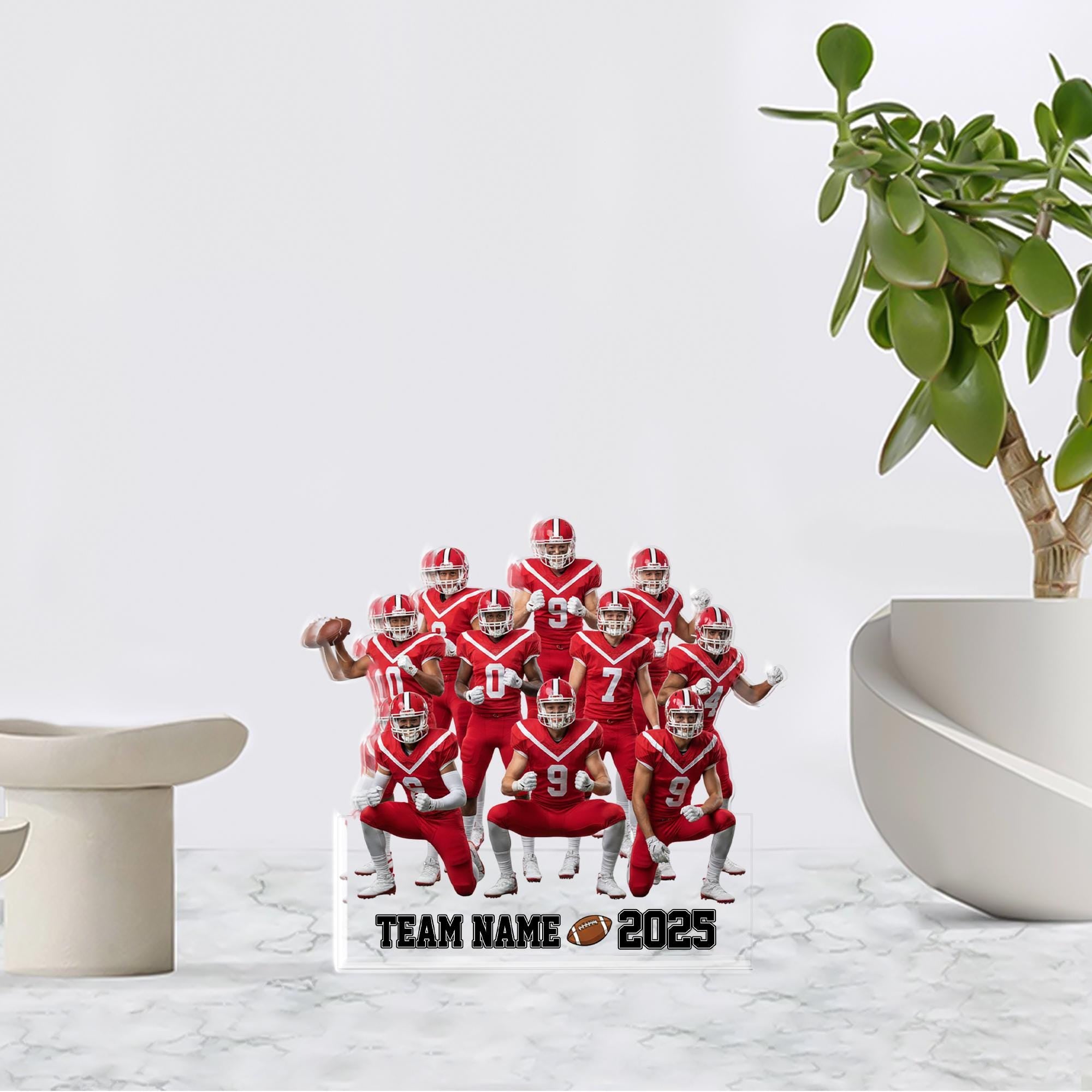 Custom Photo Acrylic Block, Custom Football Team Player, Personalized Keepsake, Year Text image 1