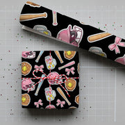 Baseball Wrapping Paper: Pink Helmets, Lemonade Jars, Black Background image 1
