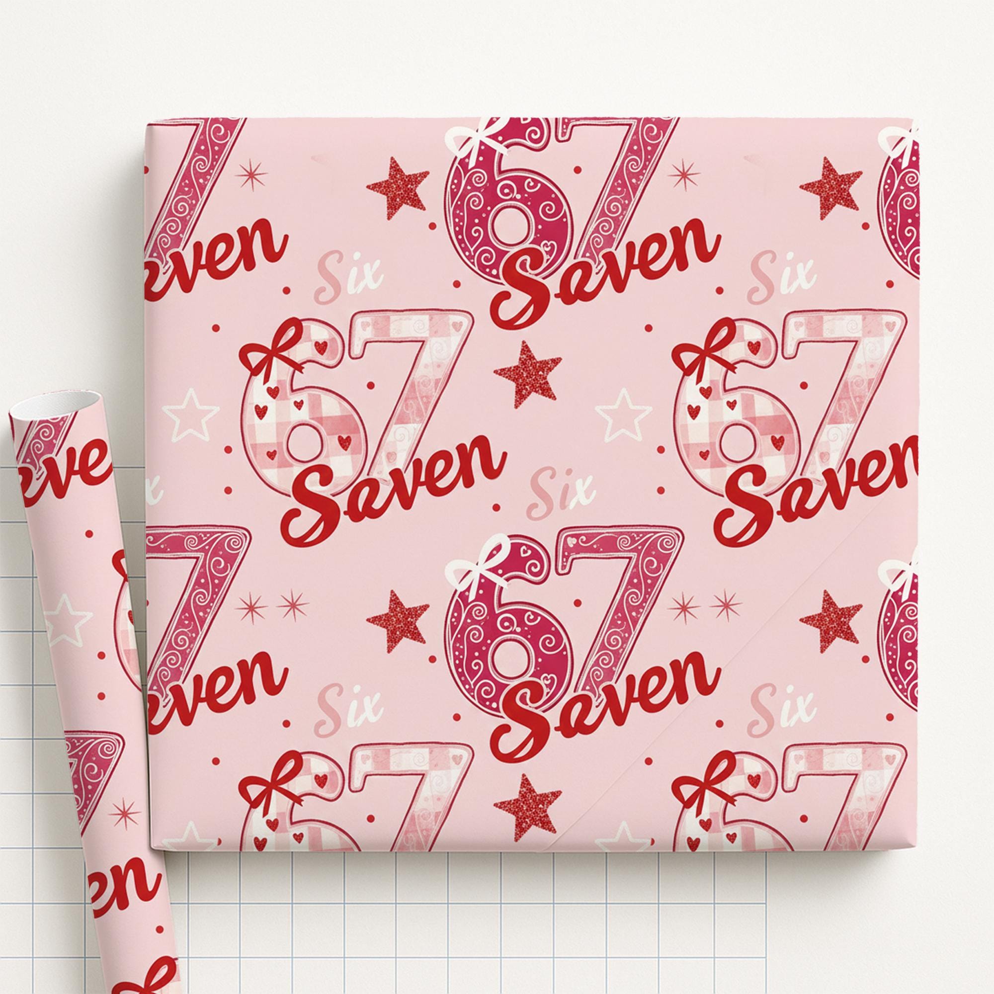 67 Valentine Wrapping Paper: Number Theme Heart Print Gift Wrap image 2