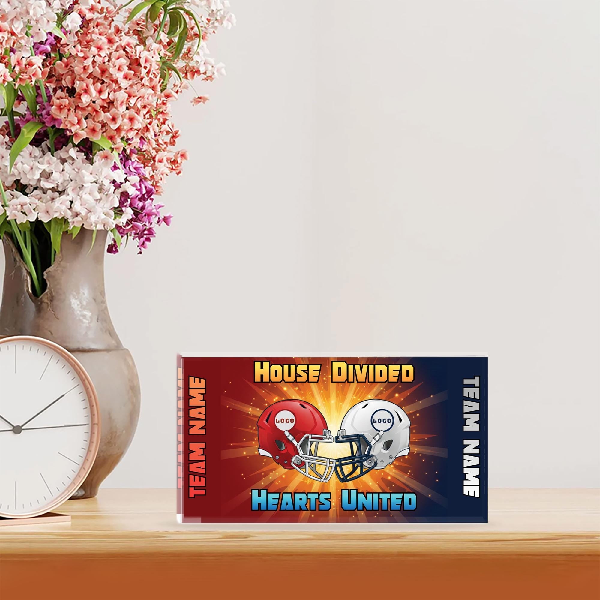 Personalized Football Acrylic Block with Custom Team Names and Helmet Design image 1