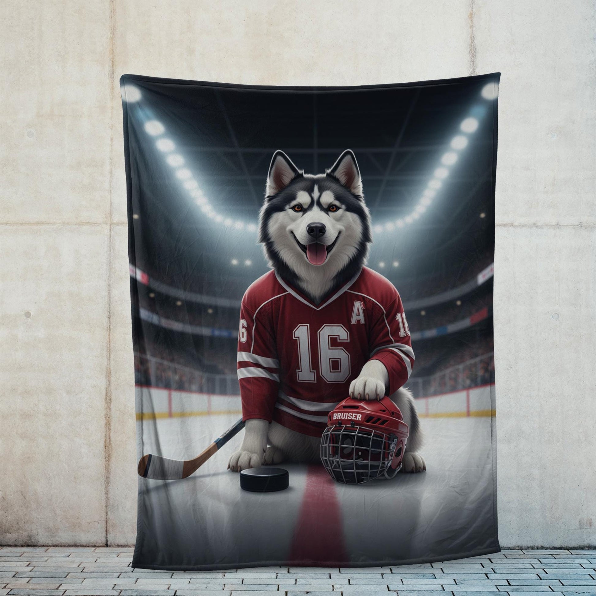Custom Pet Sports Blanket | Personalized Dog Hockey Fleece Throw | Pet Portrait Stadium Decor image 3