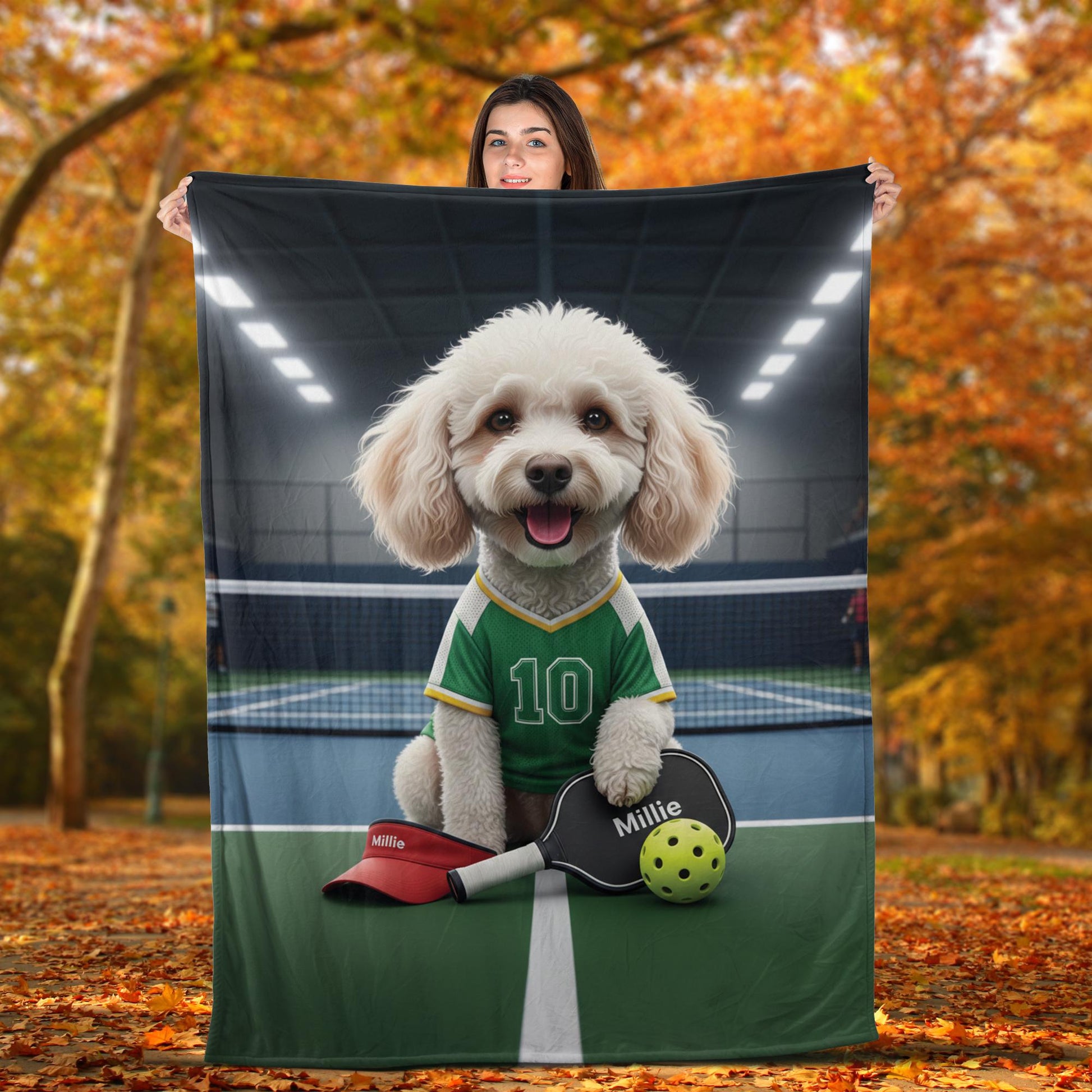 Custom Pet Sports Blanket | Personalized Dog Pickleball Fleece Throw | Pet Portrait Stadium Decor image 3