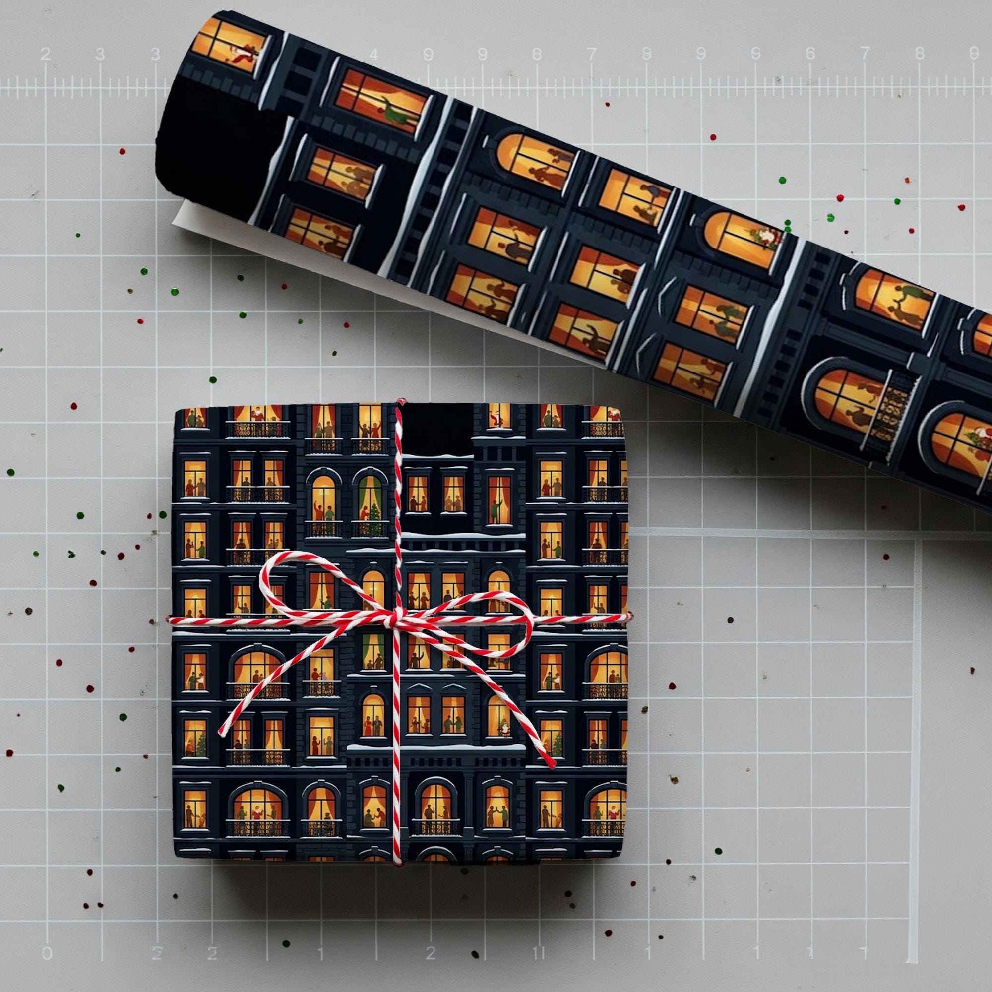 Wrapping Paper: Night City Apartment Windows and Silhouettes Print image 2