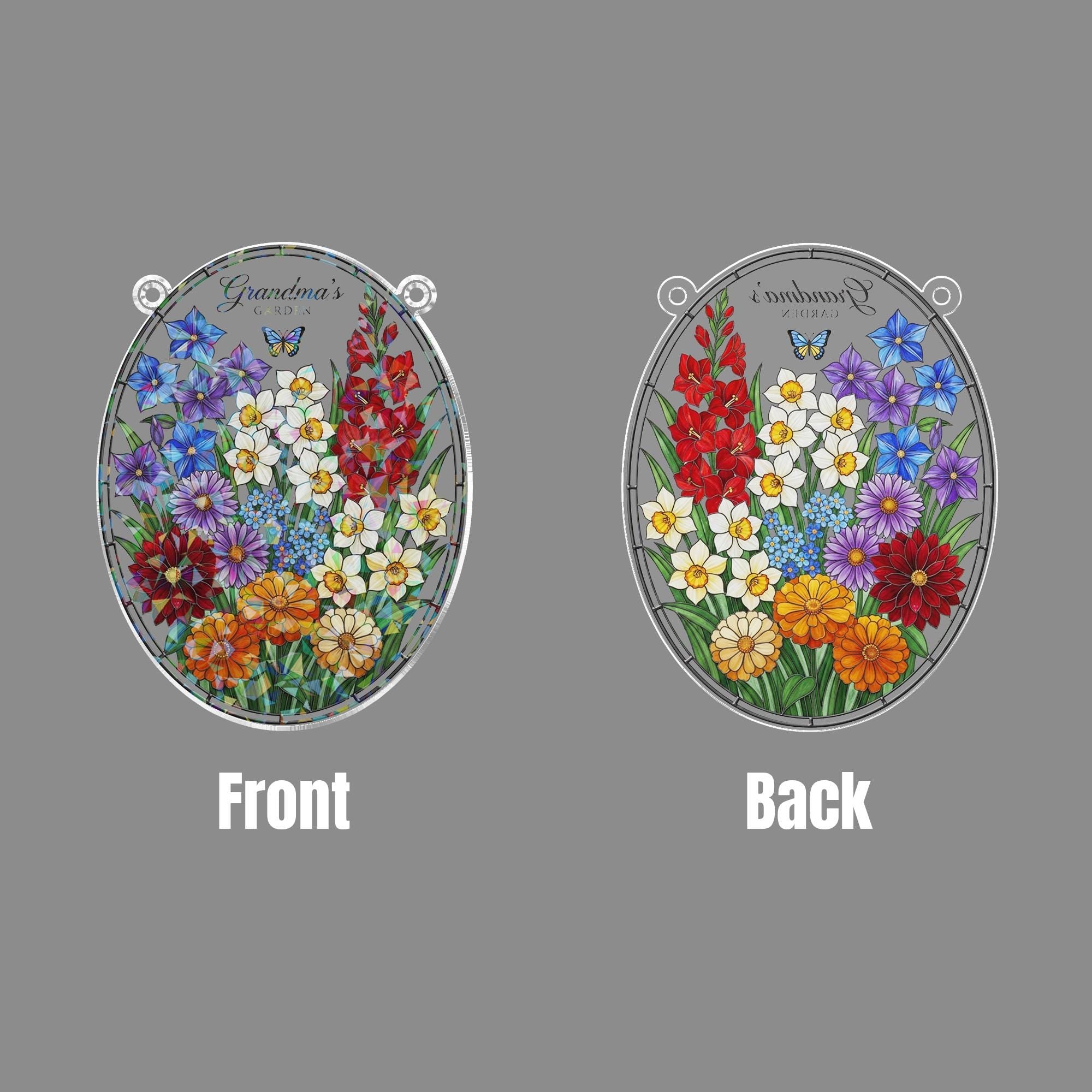 Personalized Acrylic Suncatcher: Garden Birthday Month Display, Holographic, Floral, Hanging Decor image 6
