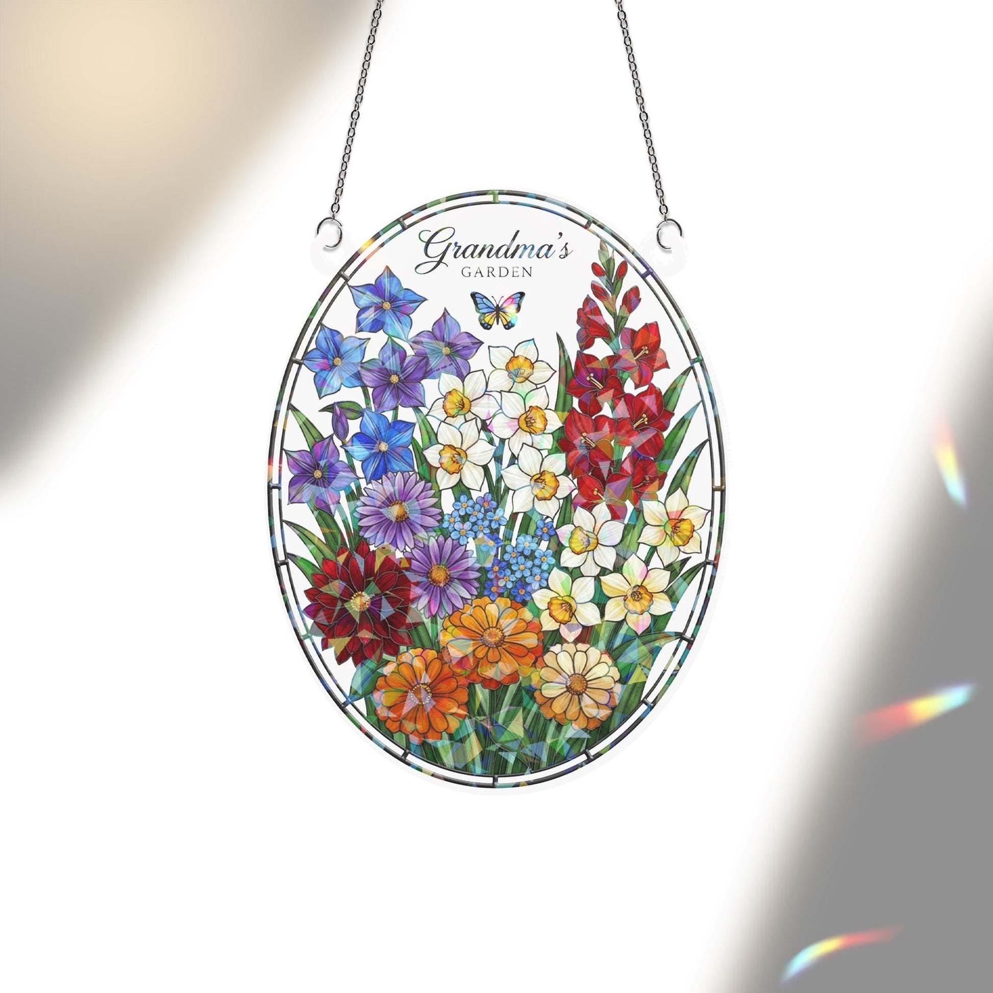 Personalized Acrylic Suncatcher: Garden Birthday Month Display, Holographic, Floral, Hanging Decor image 1
