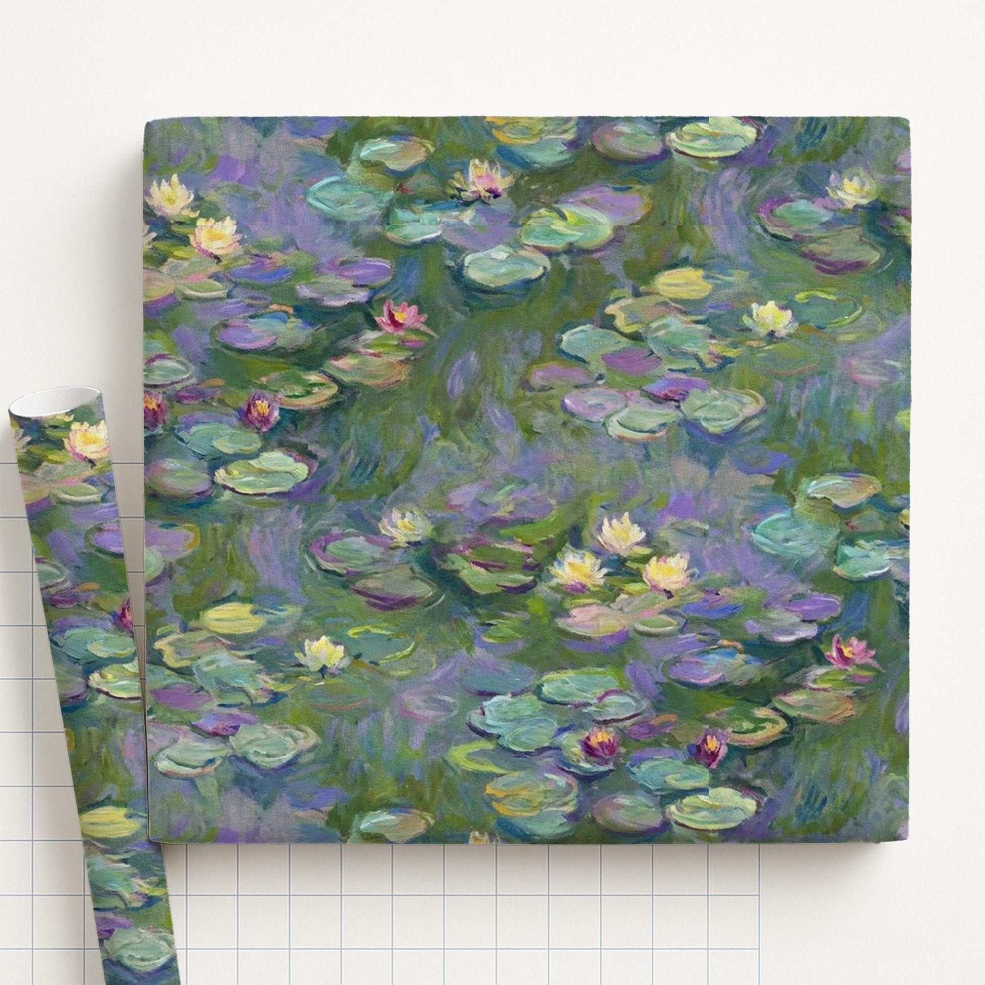 Heavyweight Paper Gift Wrap: Claude Monet Water Lilies Print, Impressionist Floral Green Oil Painting image 2